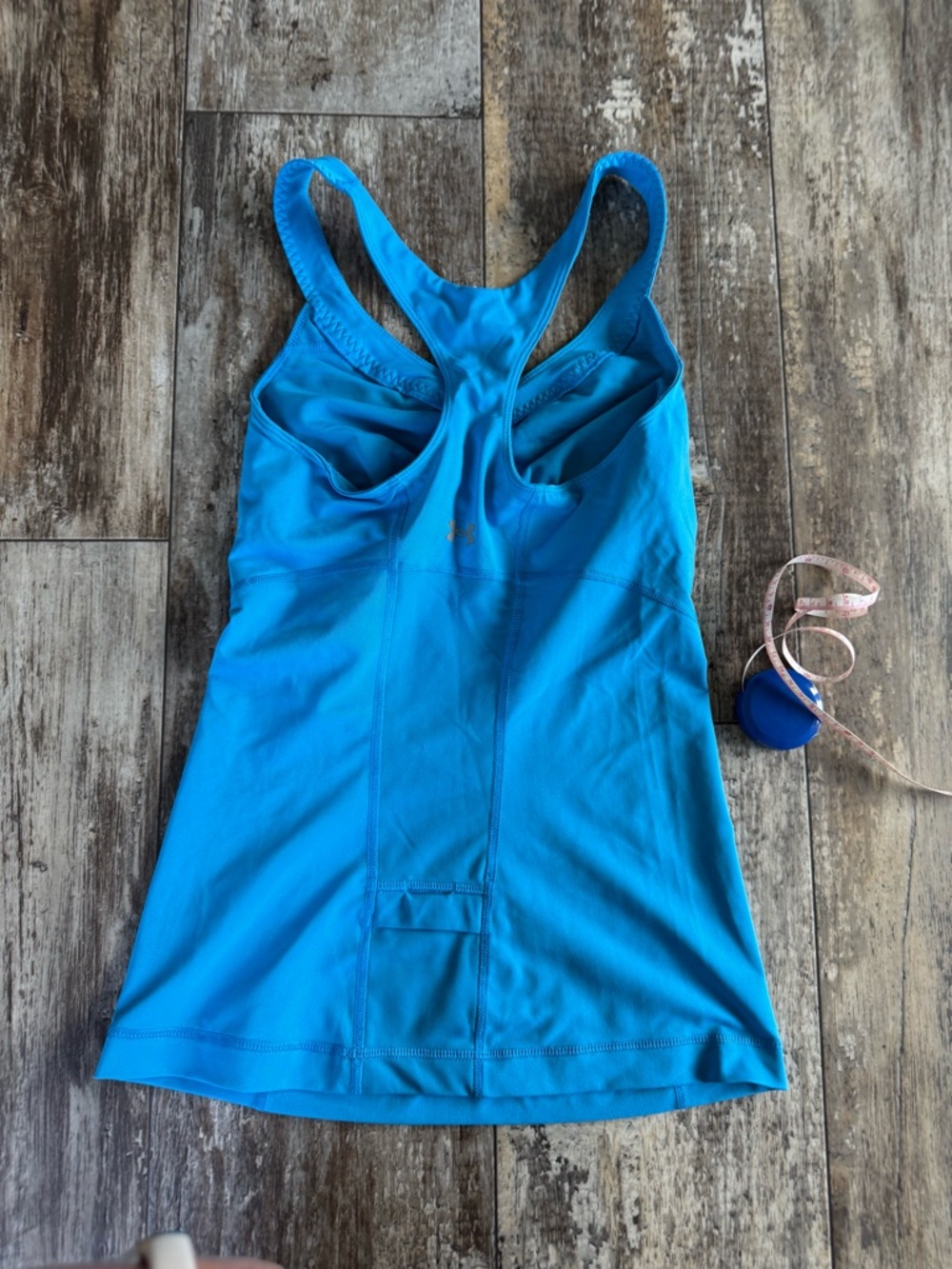 2 for $20 sale: Under Armour turquoise blue tank top with built-in shelf bra - S - Picture 3 of 4